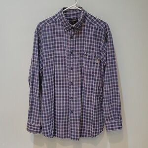 WOOLRICH men's 100% cotton plaid long-sleeved button-down shirt. XL
